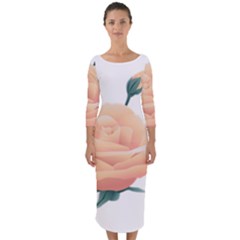 Rose Flower Nature Floral Summer Quarter Sleeve Midi Bodycon Dress by Sapixe