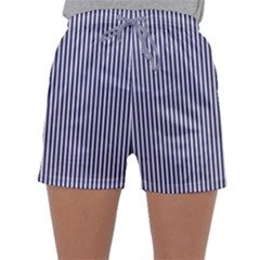 Usa Flag Blue And White Stripes Sleepwear Shorts by PodArtist