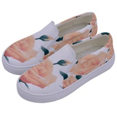 Rose Flower Nature Floral Summer Kids  Canvas Slip Ons by Sapixe