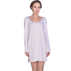 Usa Flag Red And Flag Blue Stars Long Sleeve Nightdress by PodArtist