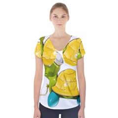 Turtle Sea Turtle Leatherback Turtle Short Sleeve Front Detail Top by Sapixe