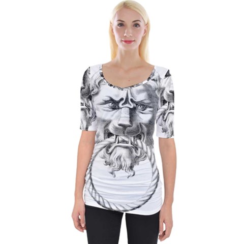 Steampunk Steam Punk Lion Door Wide Neckline Tee by Sapixe