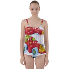 Car Vehicle Racing Car Formula Twist Front Tankini Set by Sapixe