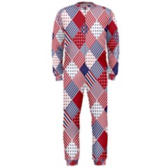 Usa Americana Diagonal Red White & Blue Quilt Onepiece Jumpsuit (men)  by PodArtist