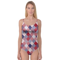 Usa Americana Diagonal Red White & Blue Quilt Camisole Leotard  by PodArtist