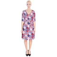 Usa Americana Diagonal Red White & Blue Quilt Wrap Up Cocktail Dress by PodArtist