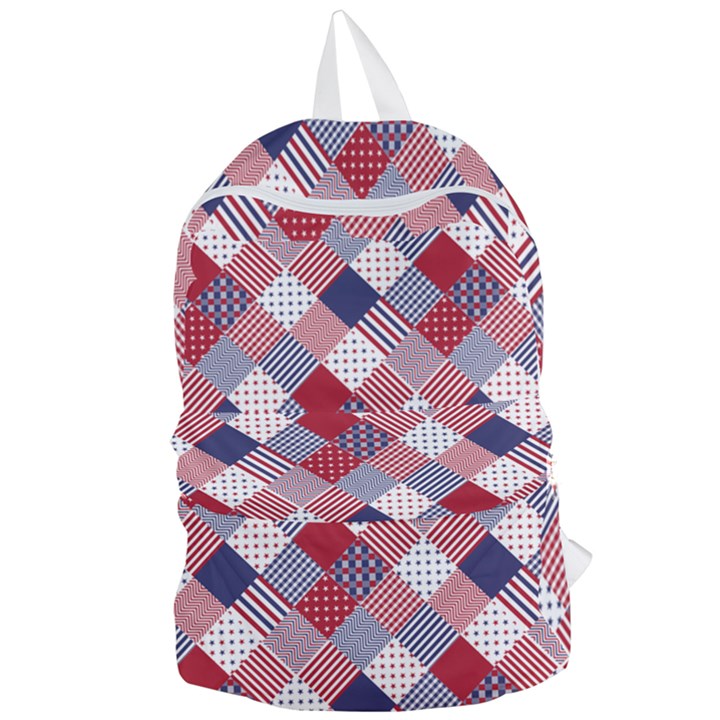 USA Americana Diagonal Red White & Blue Quilt Foldable Lightweight Backpack