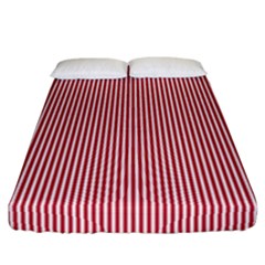 Usa Flag Red And White Stripes Fitted Sheet (california King Size) by PodArtist