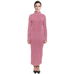 Usa Flag Red And White Stripes Turtleneck Maxi Dress by PodArtist