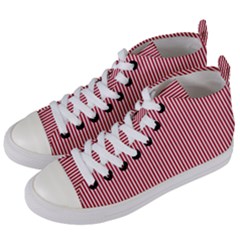 Usa Flag Red And White Stripes Women s Mid-top Canvas Sneakers by PodArtist