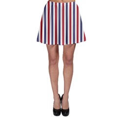 Usa Flag Red White And Flag Blue Wide Stripes Skater Skirt by PodArtist