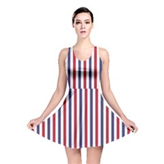 Usa Flag Red White And Flag Blue Wide Stripes Reversible Skater Dress by PodArtist