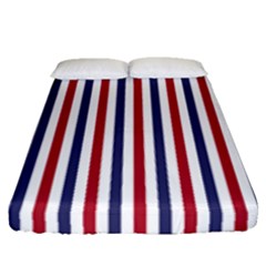 Usa Flag Red White And Flag Blue Wide Stripes Fitted Sheet (queen Size) by PodArtist