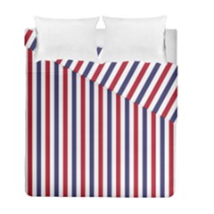 Usa Flag Red White And Flag Blue Wide Stripes Duvet Cover Double Side (full/ Double Size) by PodArtist