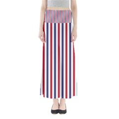 Usa Flag Red White And Flag Blue Wide Stripes Full Length Maxi Skirt by PodArtist