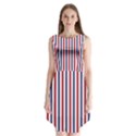 USA Flag Red White and Flag Blue Wide Stripes Sleeveless Chiffon Dress   View1