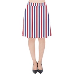 Usa Flag Red White And Flag Blue Wide Stripes Velvet High Waist Skirt by PodArtist