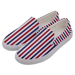 Usa Flag Red White And Flag Blue Wide Stripes Men s Canvas Slip Ons by PodArtist