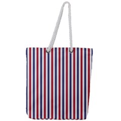 Usa Flag Red White And Flag Blue Wide Stripes Full Print Rope Handle Tote (large) by PodArtist