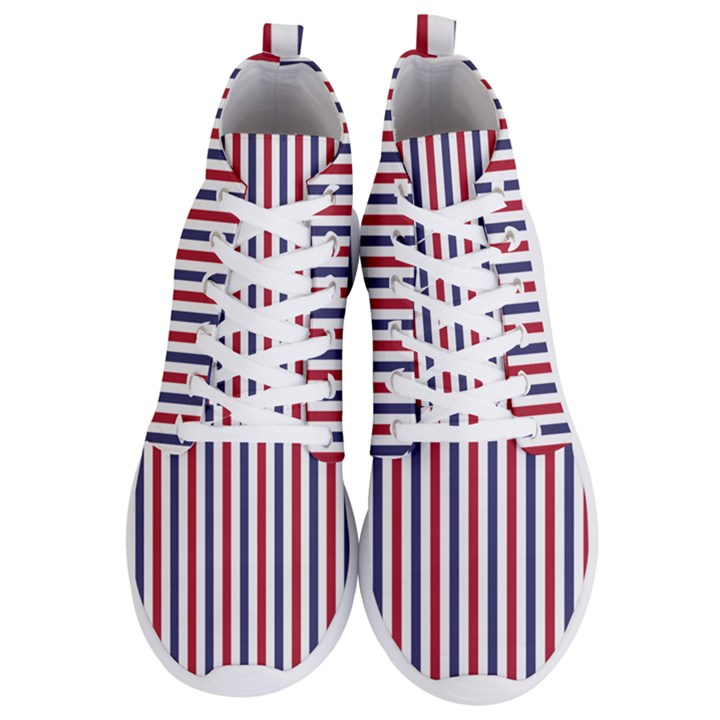 USA Flag Red White and Flag Blue Wide Stripes Men s Lightweight High Top Sneakers