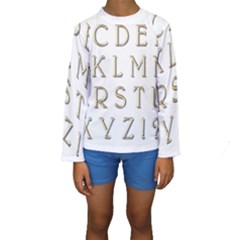 Letters Gold Classic Alphabet Kids  Long Sleeve Swimwear by Sapixe