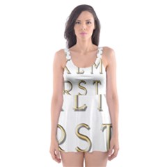 Letters Gold Classic Alphabet Skater Dress Swimsuit by Sapixe