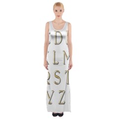 Letters Gold Classic Alphabet Maxi Thigh Split Dress by Sapixe