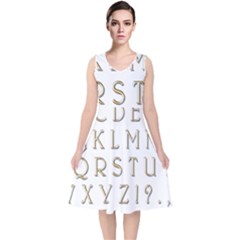 Letters Gold Classic Alphabet V-neck Midi Sleeveless Dress  by Sapixe