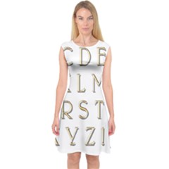 Letters Gold Classic Alphabet Capsleeve Midi Dress by Sapixe