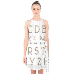 Letters Gold Classic Alphabet Halter Collar Waist Tie Chiffon Dress by Sapixe