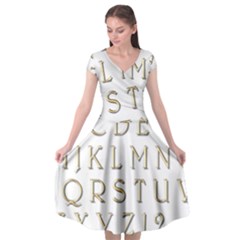 Letters Gold Classic Alphabet Cap Sleeve Wrap Front Dress by Sapixe