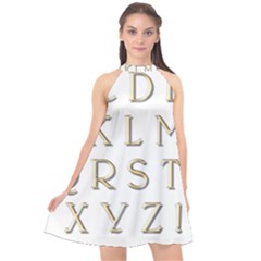 Letters Gold Classic Alphabet Halter Neckline Chiffon Dress  by Sapixe