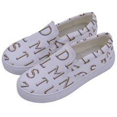 Letters Gold Classic Alphabet Kids  Canvas Slip Ons by Sapixe