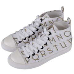 Letters Gold Classic Alphabet Women s Mid-top Canvas Sneakers by Sapixe