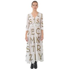 Letters Gold Classic Alphabet Button Up Boho Maxi Dress by Sapixe