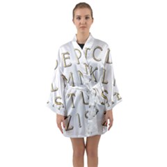 Letters Gold Classic Alphabet Long Sleeve Kimono Robe by Sapixe