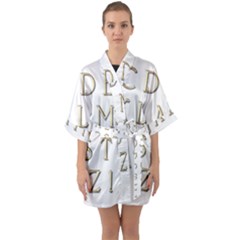 Letters Gold Classic Alphabet Quarter Sleeve Kimono Robe by Sapixe