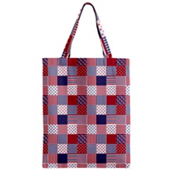 Usa Americana Patchwork Red White & Blue Quilt Zipper Classic Tote Bag by PodArtist