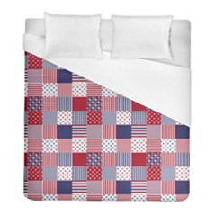 Usa Americana Patchwork Red White & Blue Quilt Duvet Cover (full/ Double Size) by PodArtist