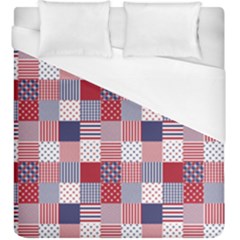 Usa Americana Patchwork Red White & Blue Quilt Duvet Cover (king Size) by PodArtist