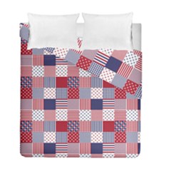 Usa Americana Patchwork Red White & Blue Quilt Duvet Cover Double Side (full/ Double Size) by PodArtist