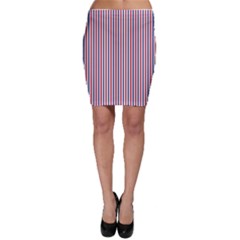 Usa Flag Red And Flag Blue Narrow Thin Stripes  Bodycon Skirt by PodArtist