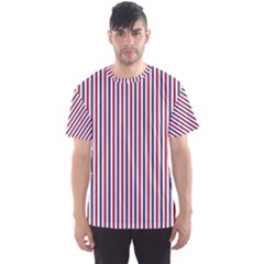 Usa Flag Red And Flag Blue Narrow Thin Stripes  Men s Sports Mesh Tee