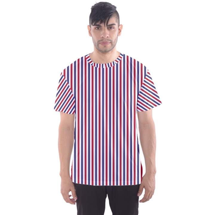 USA Flag Red and Flag Blue Narrow Thin Stripes  Men s Sports Mesh Tee