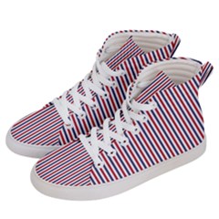 Usa Flag Red And Flag Blue Narrow Thin Stripes  Women s Hi-top Skate Sneakers by PodArtist