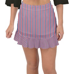 Usa Flag Red And Flag Blue Narrow Thin Stripes  Fishtail Mini Chiffon Skirt by PodArtist