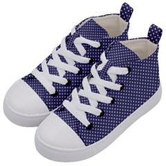 Usa Flag White Stars On Flag Blue Kid s Mid-top Canvas Sneakers by PodArtist