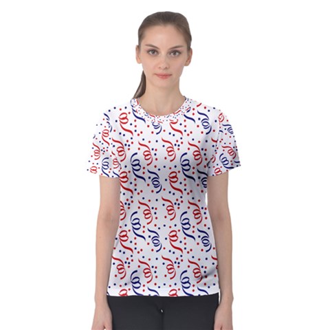 Red White And Blue Usa/uk/france Colored Party Streamers Women s Sport Mesh Tee by PodArtist