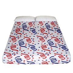 Red White And Blue Usa/uk/france Colored Party Streamers Fitted Sheet (queen Size) by PodArtist