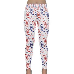 Red White And Blue Usa/uk/france Colored Party Streamers Classic Yoga Leggings by PodArtist